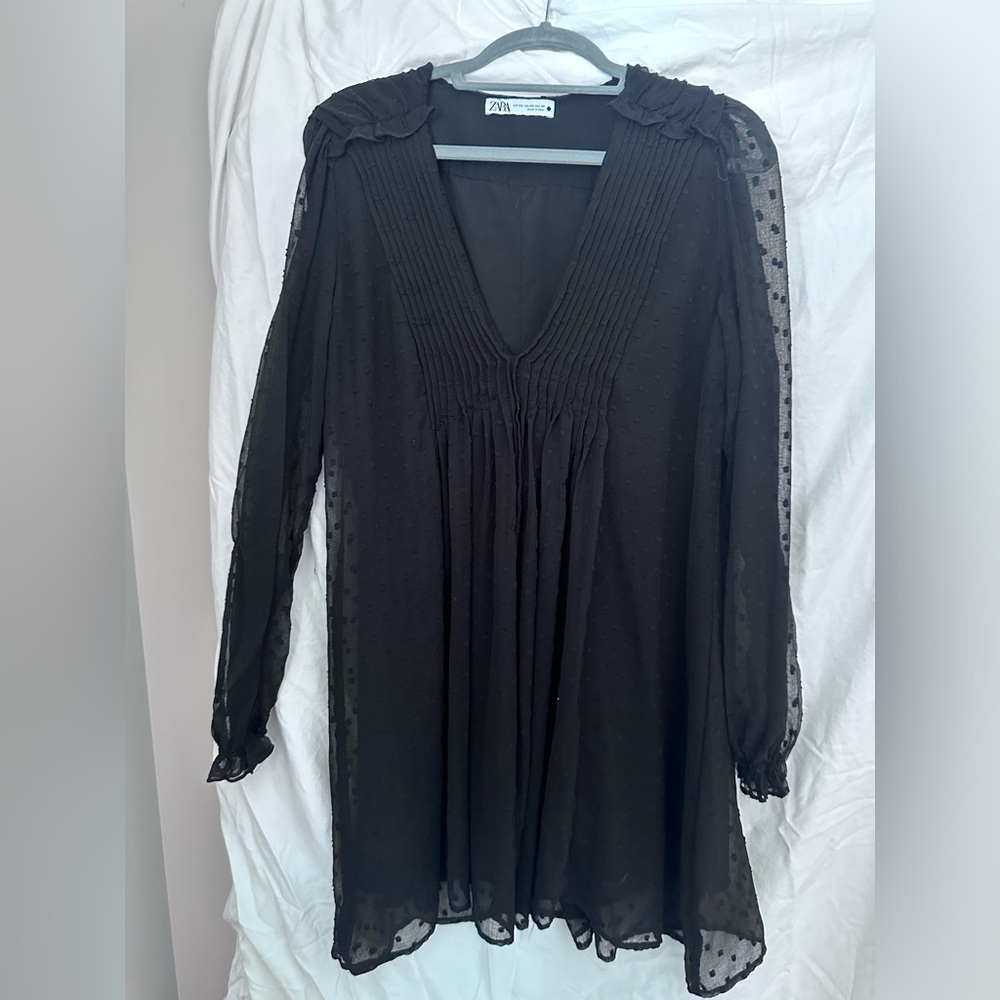 Zara long sleeve short to above knee dress, black, Women’s XXL